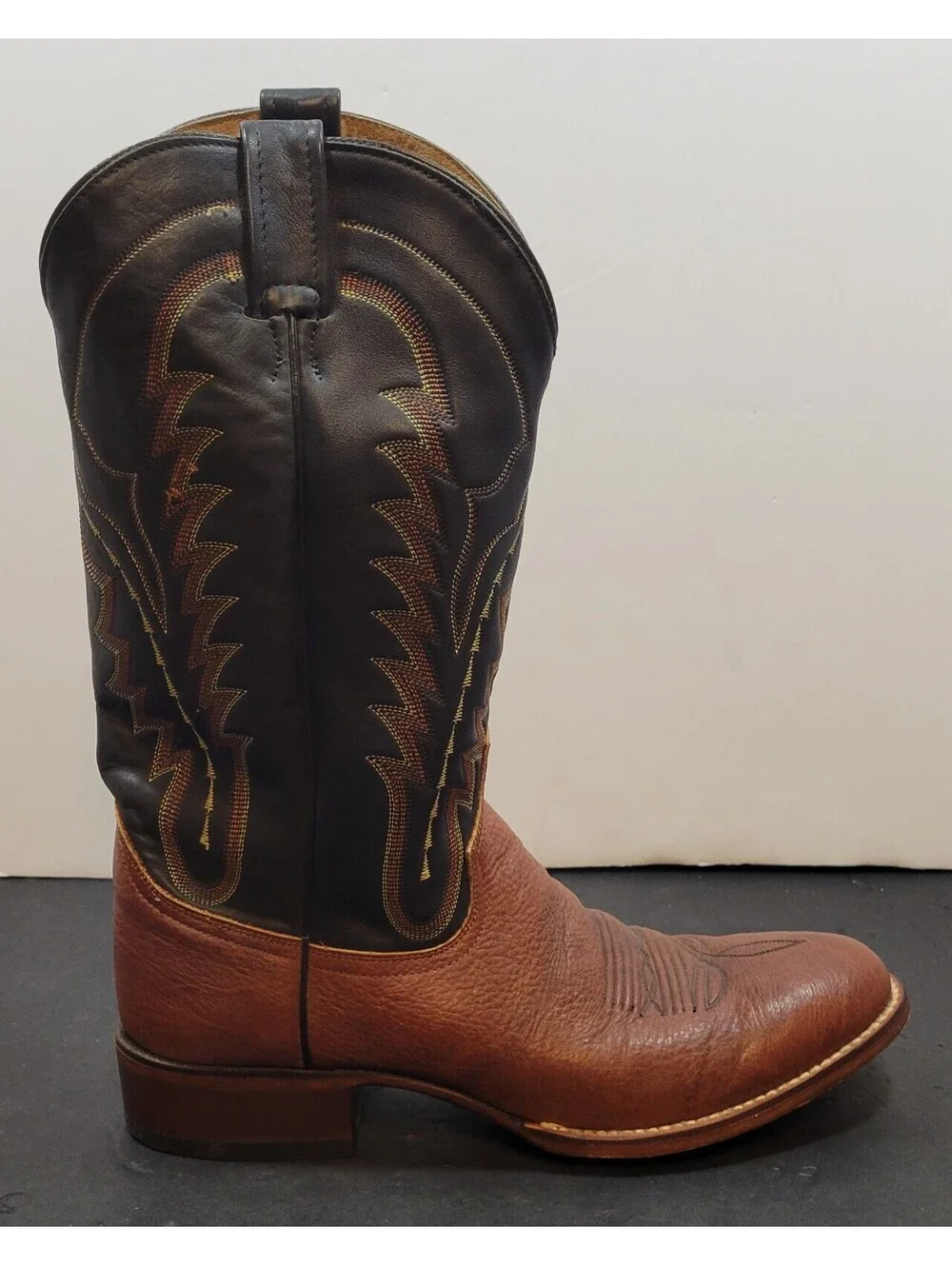Dan Post Western Boots Mens 9.5 D Pull On Cowboy Brown Leather Round Toe DP4163